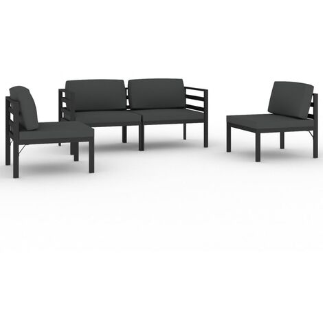 Salon de jardin 4 pcs avec coussins Aluminium Anthracite 2 (1/5)