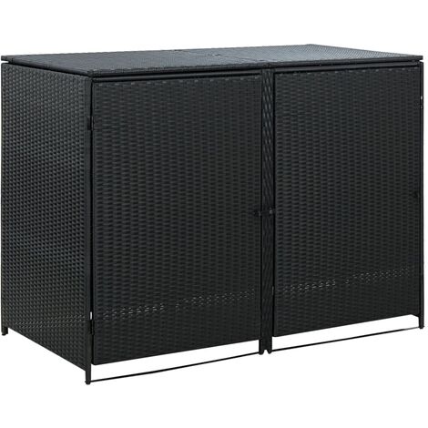 Abris pour poubelle double Résine tressée Noir 148x80x111 (1/5)