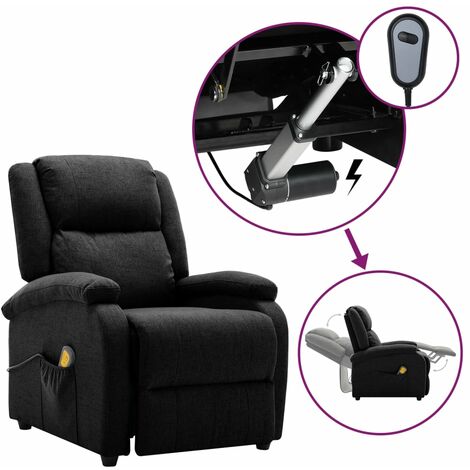 Fauteuil de massage inclinable électrique Noir Tissu 2 (1/5)