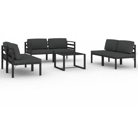 Salon de jardin 7 pcs avec coussins Aluminium Anthracite 2 (1/5)