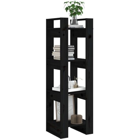 Bibliothèque-Séparateur de pièce Noir 41x35x125 Pin massif (1/5)