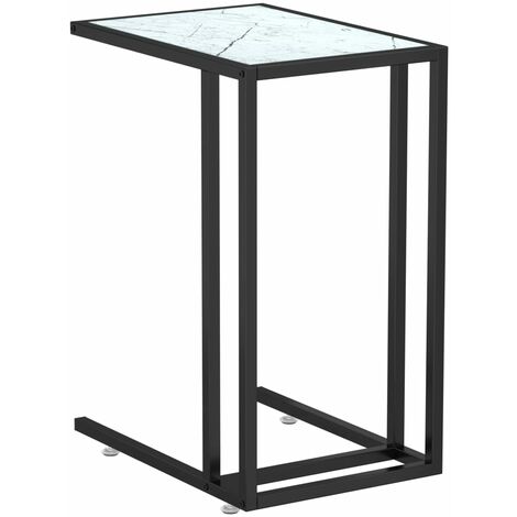 Table d'appoint ordinateur Marbre blanc 50x35x65 Verre trempé (1/5)