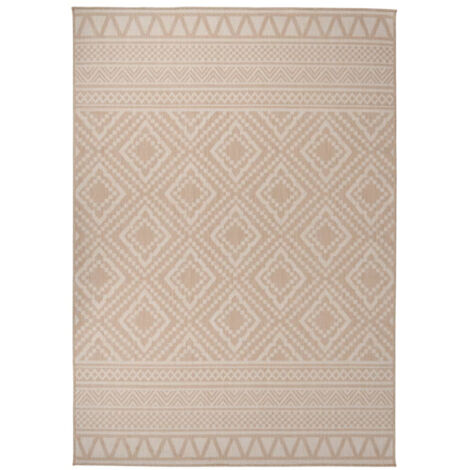 Tapis à tissage plat d'extérieur 140x200 Rayures brunes (1/5)