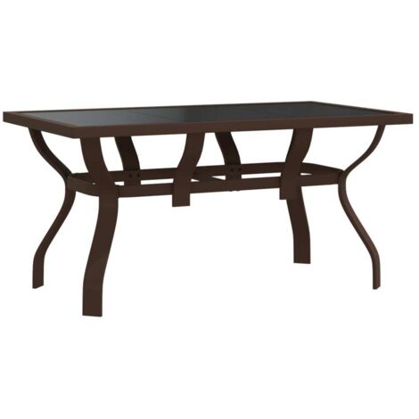 Table de jardin Marron et noir 140x70x70 Acier et verre (1/5)