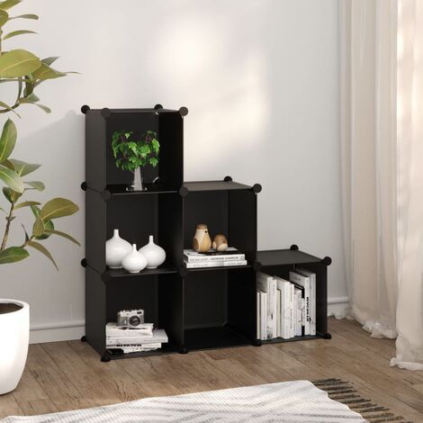 Cubes de rangement 6 pcs Noir PP (1/5)