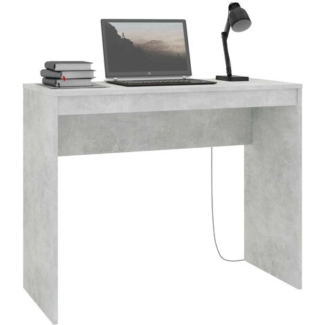 Bureau bois gris béton Studano 90cm (1/5)
