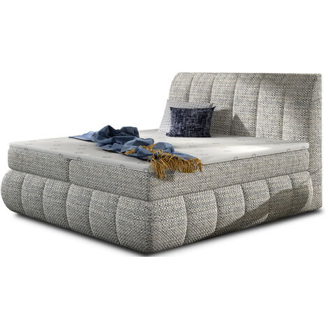 Lit continental tissu gris clair chiné Florencia-160x200 (1/5)