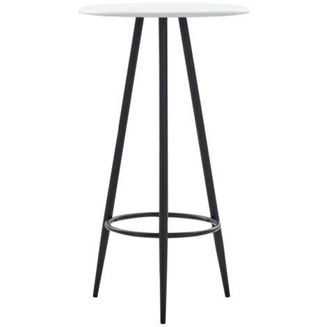 Table de bar ronde bois blanc et pieds métal noir Akira D 60cm (1/3)