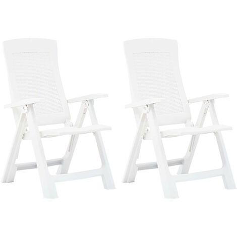 Chaises inclinables de jardin 2 pcs Plastique Blanc 2 (1/5)