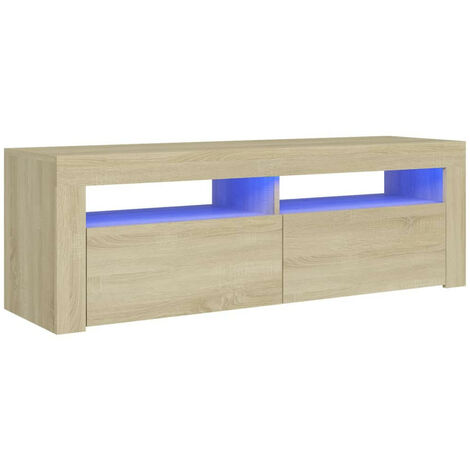 Meuble TV avec lumières LED Chêne sonoma 120x35x40 2