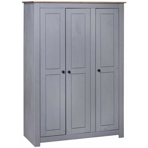 Garde-robe 3 portes Gris 118x50x171,5 Pin Assortiment Panama (1/5)