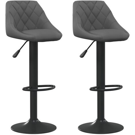 Tabourets de bar 2 pcs Gris foncé Velours (1/5)