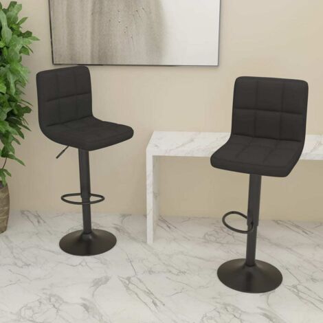Furniture Limited - Tabourets de bar lot de 2 noir tissu (1/5)