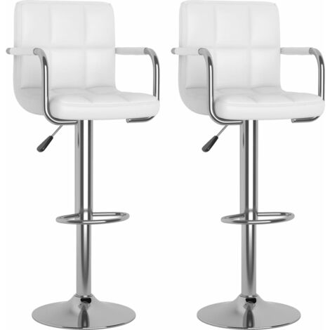 Tabourets de bar 2 pcs Blanc Similicuir (1/5)