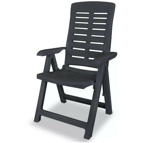 Chaise de jardin pliable plastique anthracite Bouka - Lot de 2 (1/4)