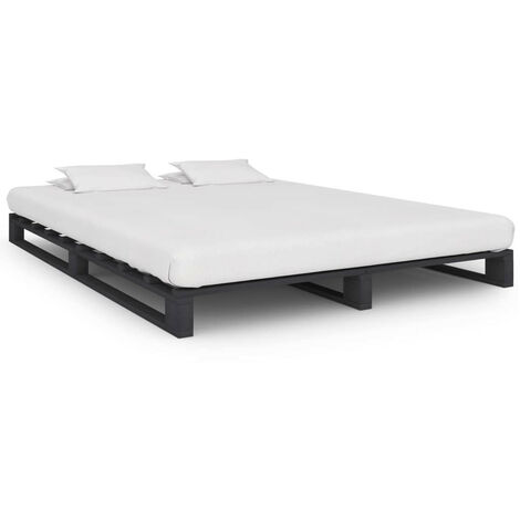 Cadre de lit de palette Gris Bois de pin massif 120x200 2 (1/5)