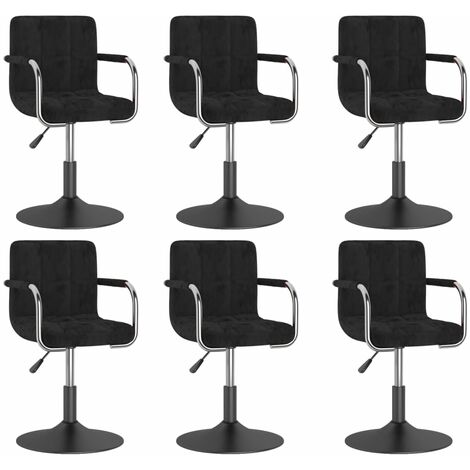 Chaises pivotantes de salle à manger 6 pcs Noir Velours (1/5)