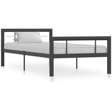 Lit métal design gris et blanc Lander 90x200 cm (1/5)