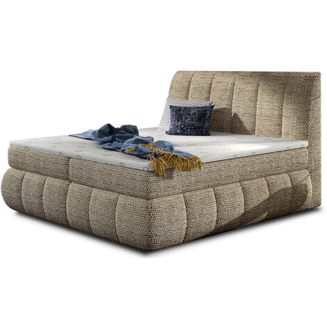 Lit continental tissu beige clair chiné Florencia-160x200 (1/5)