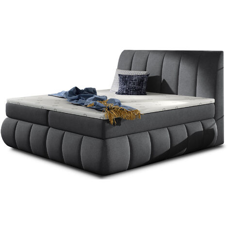 Lit continental tissu gris Florencia-160x200 (1/5)