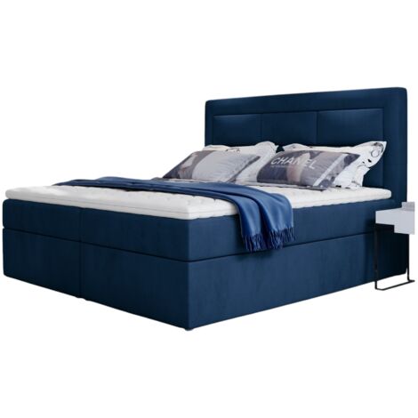 Lit continental velours bleu pétrole Balore-160x200 (1/5)