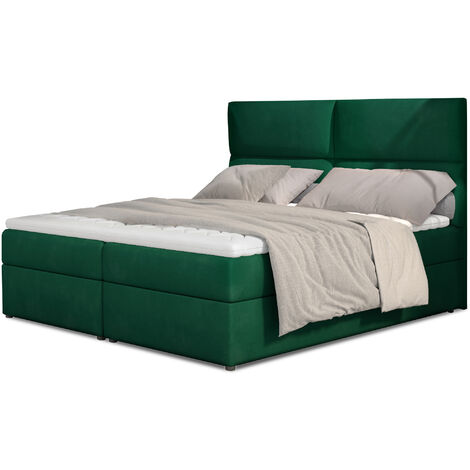 Lit continental capitonné velours vert Weber-180x200 (1/5)