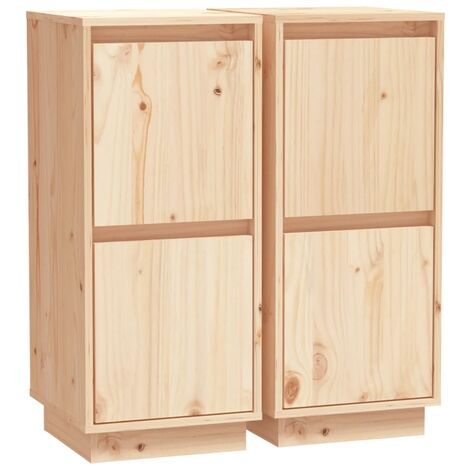 Buffets 2 pcs 31,5x34x75 Bois massif de pin (1/5)