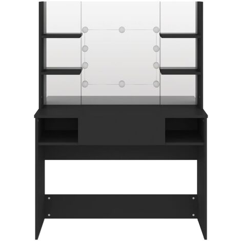 Table de maquillage avec éclairage LED 100x40x135 MDF Noir (1/5)