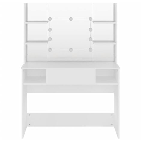 Table de maquillage avec éclairage LED 100x40x135 MDF Blanc (1/5)