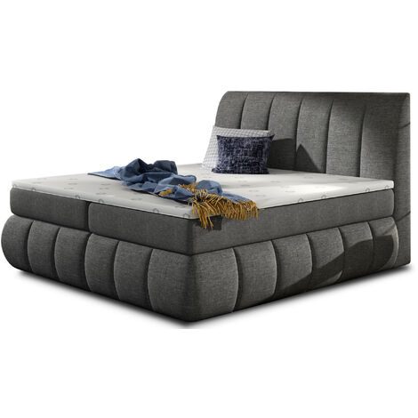 Lit continental tissu gris foncé Florencia-140x200 (1/5)