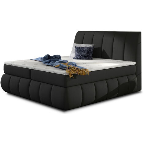 Lit continental tissu noir Florencia-160x200 (1/5)