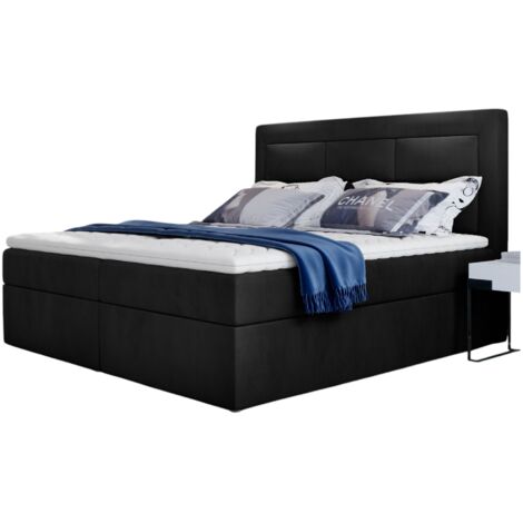 Lit continental velours noir Balore-180x200 (1/5)