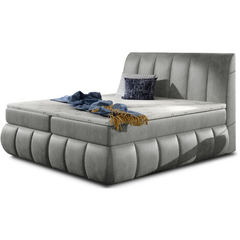 Lit continental velours gris Florencia-180x200 (1/5)