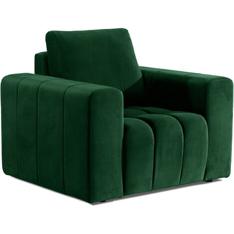 Fauteuil moderne capitonné LARKO velours-Vert impérial (1/5)