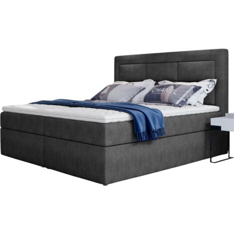 Lit continental tissu gris foncé Balore-160x200 (1/5)