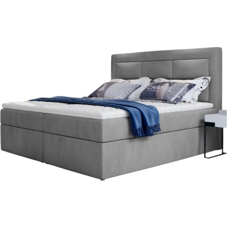 Lit continental velours gris clair Balore-140x200 (1/5)