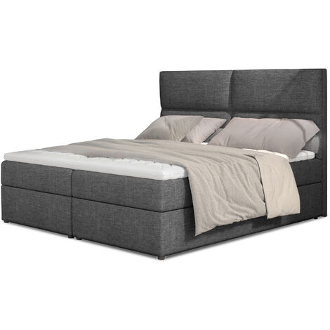 Lit continental capitonné tissu gris Weber-160x200 (1/5)