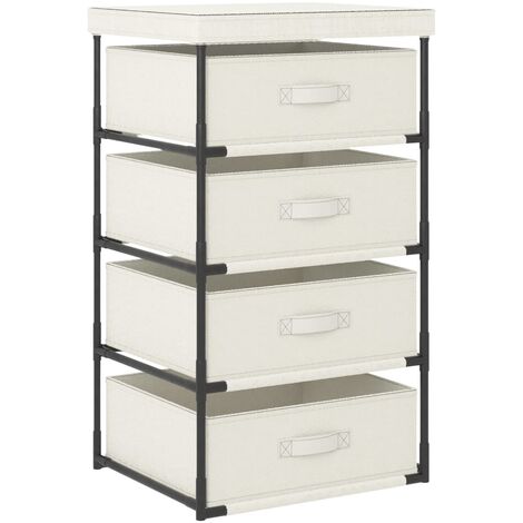 Étagère de rangement avec 4 paniers en tissu Acier Crème (1/5)