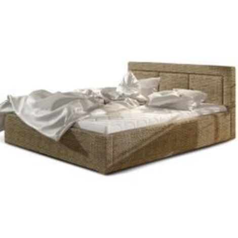 Lit adulte avec coffre de rangement Berlino - Tissu rembourré-Beige chiné-160x200 (1/5)