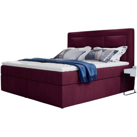 Lit continental velours prune Balore-180x200 (1/5)