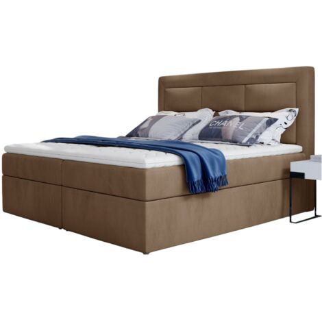 Lit continental velours marron clair Balore-180x200 (1/5)