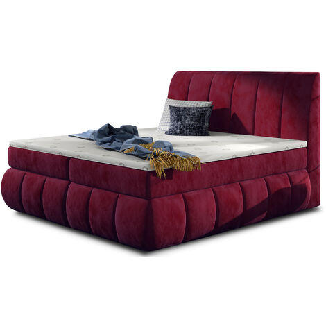 Lit continental tissu doux bordeaux Florencia-140x200 (1/5)