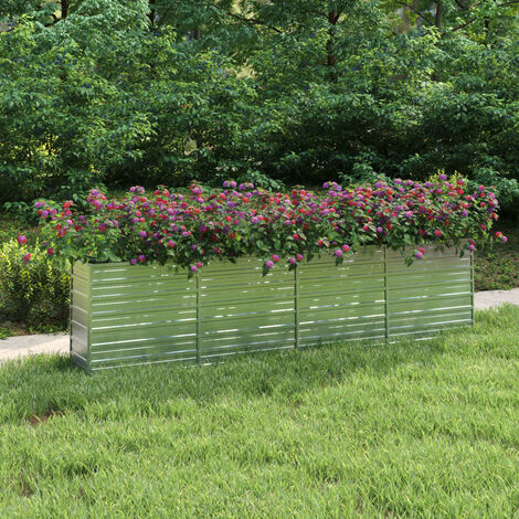 Lit surélevé de jardin 320x40x77 cm Acier galvanisé Argenté (1/5)