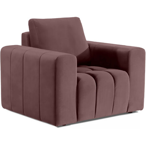Fauteuil moderne capitonné LARKO velours-Rose (1/5)