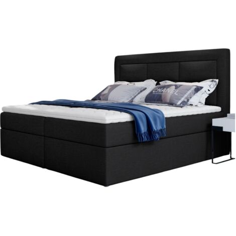 Lit continental tissu noir Balore-180x200 (1/5)
