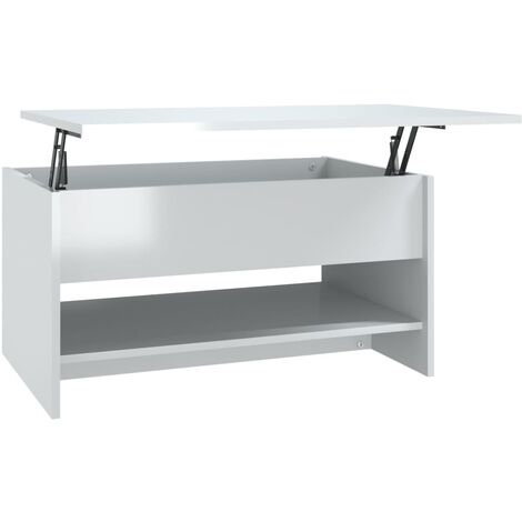 Table basse Blanc brillant 80x50x40 cm Bois d'ingénierie (1/5)