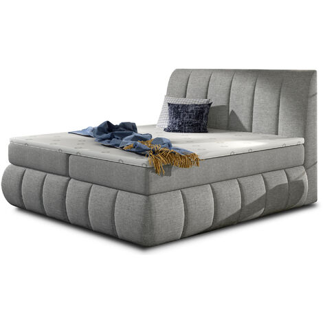 Lit continental tissu gris clair Florencia-160x200 (1/5)