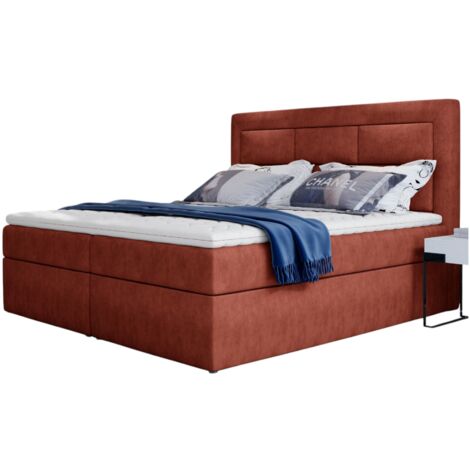Lit continental tissu rouge tomette Balore-140x200 (1/5)