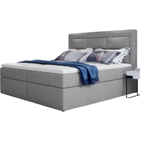Lit continental tissu gris clair chiné Balore-160x200 (1/5)