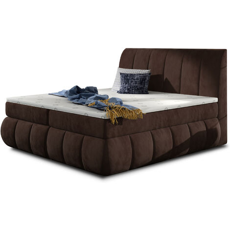 Lit continental velours marron Florencia-180x200 (1/5)